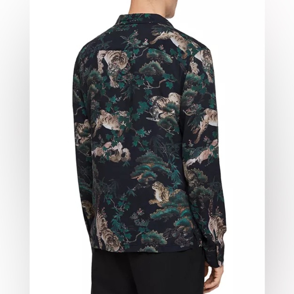 All Saints Black and Green Casual Button Down Shirt - Picture 2 of 7